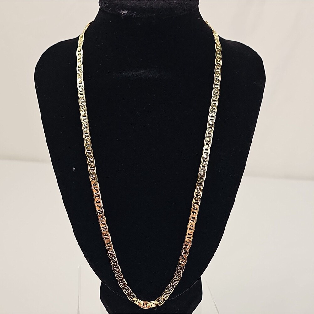 14K Gold Filled Fancy Geometric Mariner Link Necklace 18" Lobster Clasp